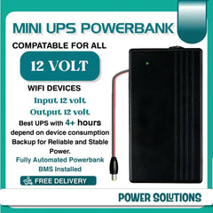 WiFi Router UPS Power Bank 12 Volts 1A 1.5A Tp Link Tenda PTCL Fiber 12v Router